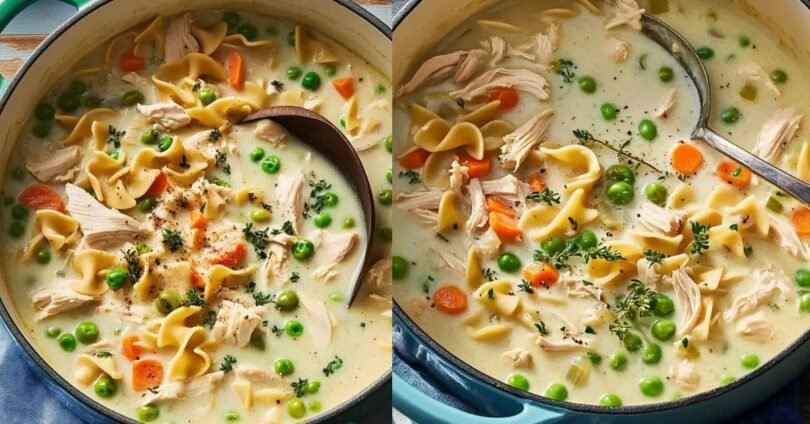 Creamy Chicken Noodle Soup with Rotisserie Chicken