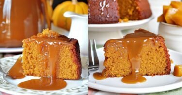 Slow Cooker Sticky Caramel Pumpkin Cake
