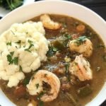 Paleo Louisiana Seafood Gumbo with Riced Cajun Cauliflower Salad