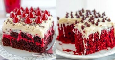 Red Velvet Poke Cake with Cream Cheese Frosting