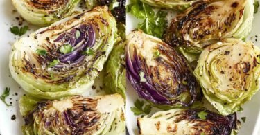 Grilled Cabbage with Garlic Butter Sauce